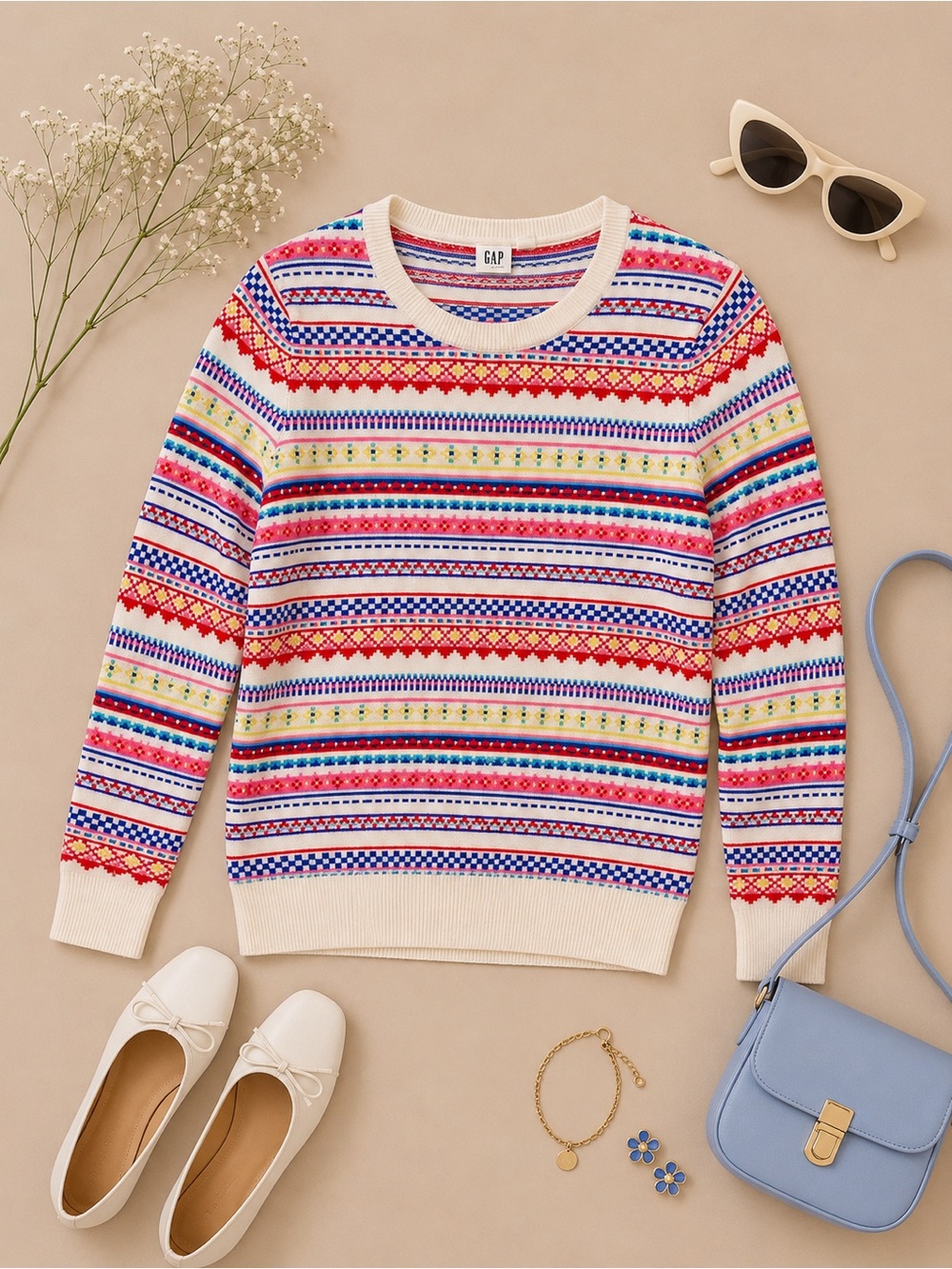 GAP Multicolor Fair Isle Print Sweater Size Medium